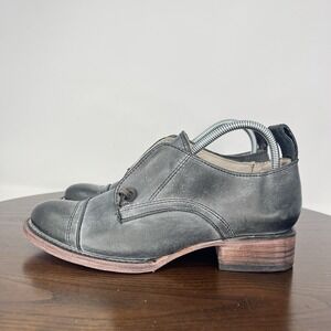 Freebird‎ Mabel Shoes Women's 7 Gray Leather Oxford Cap Derby Distress Slip On